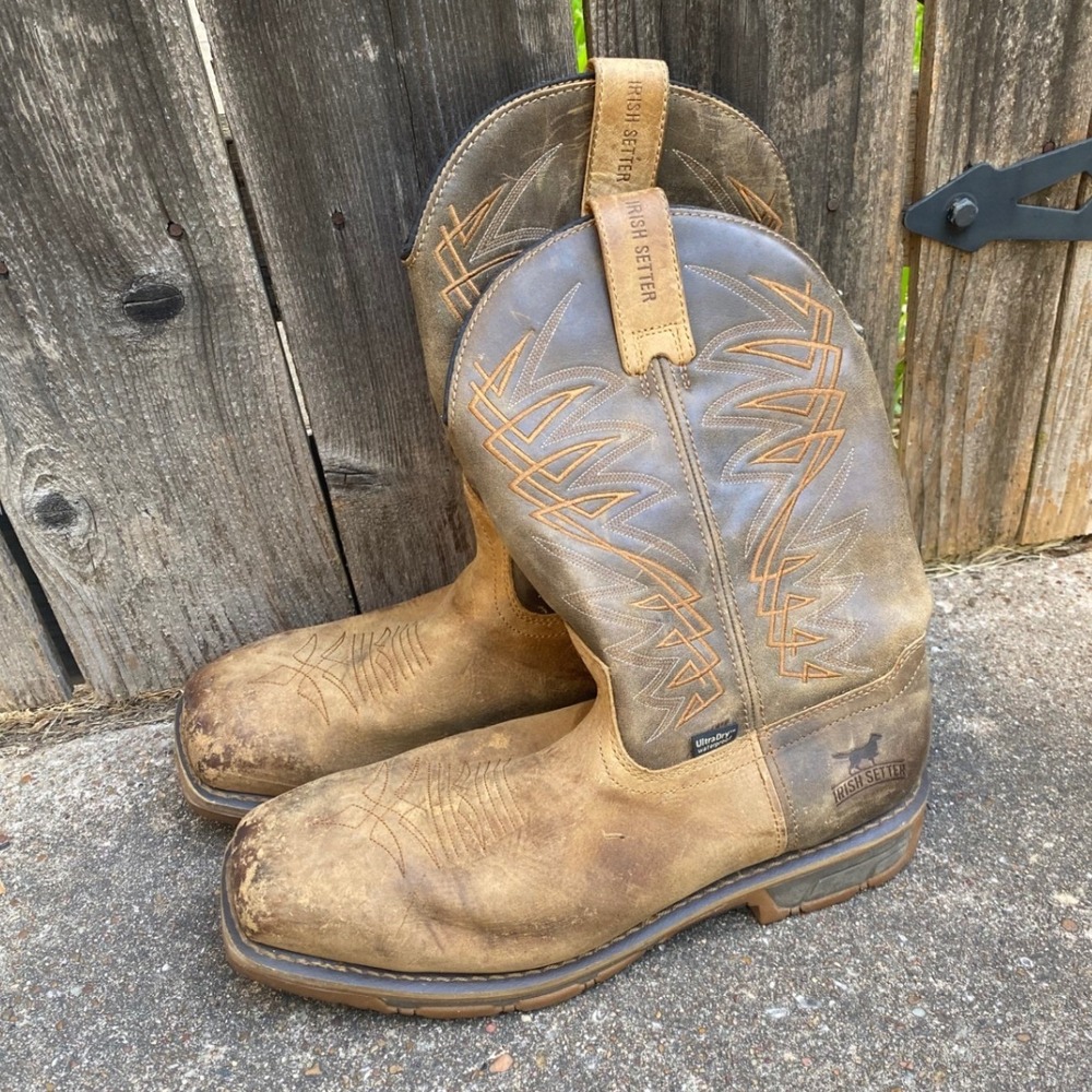 Irish Setter Marshall 83912 Waterproof Square Toe Work Boots Mens 11 E2 Brown